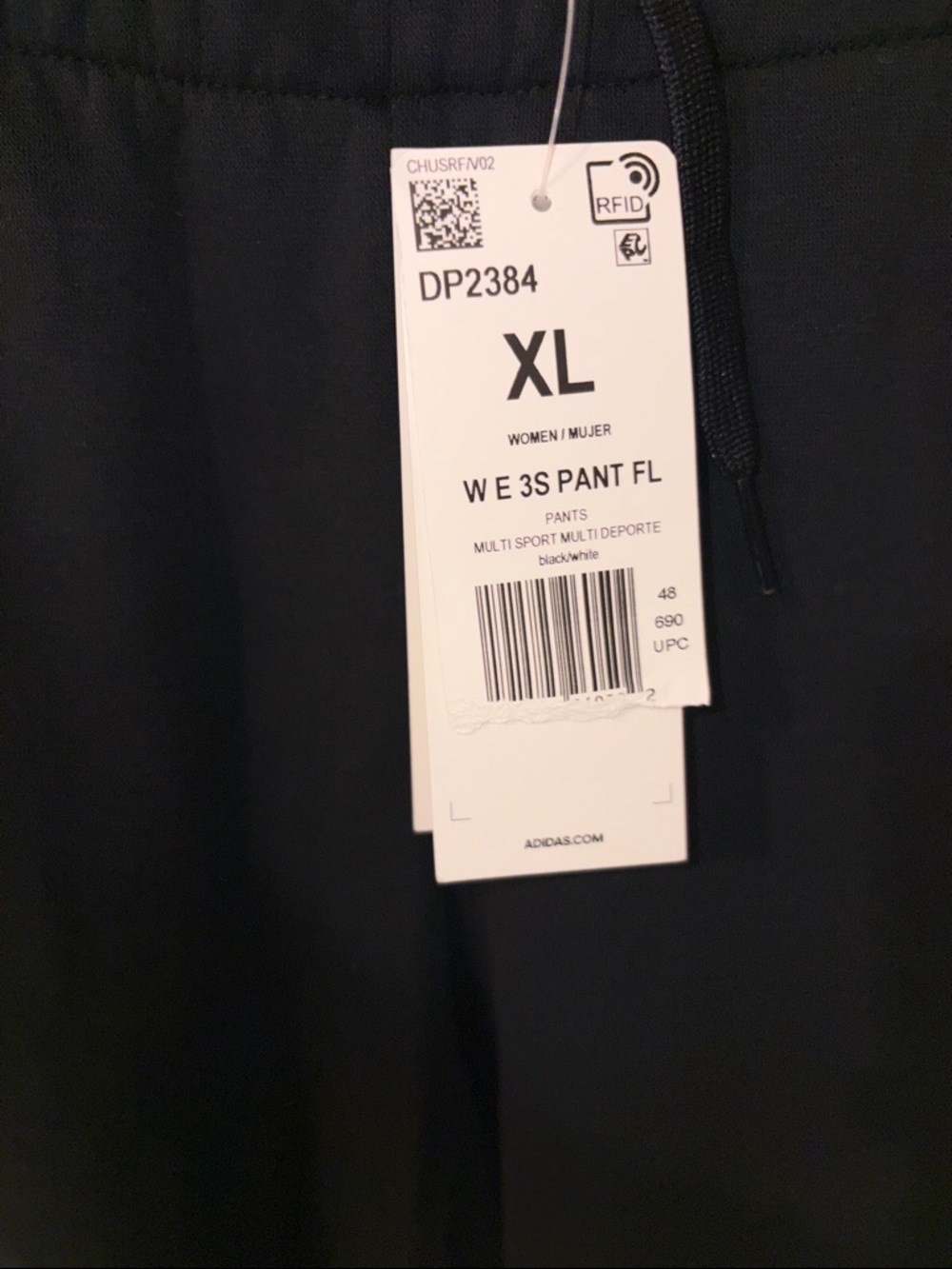 adidas Black Sweatpants with White Side Stripes - Picture 4 of 4